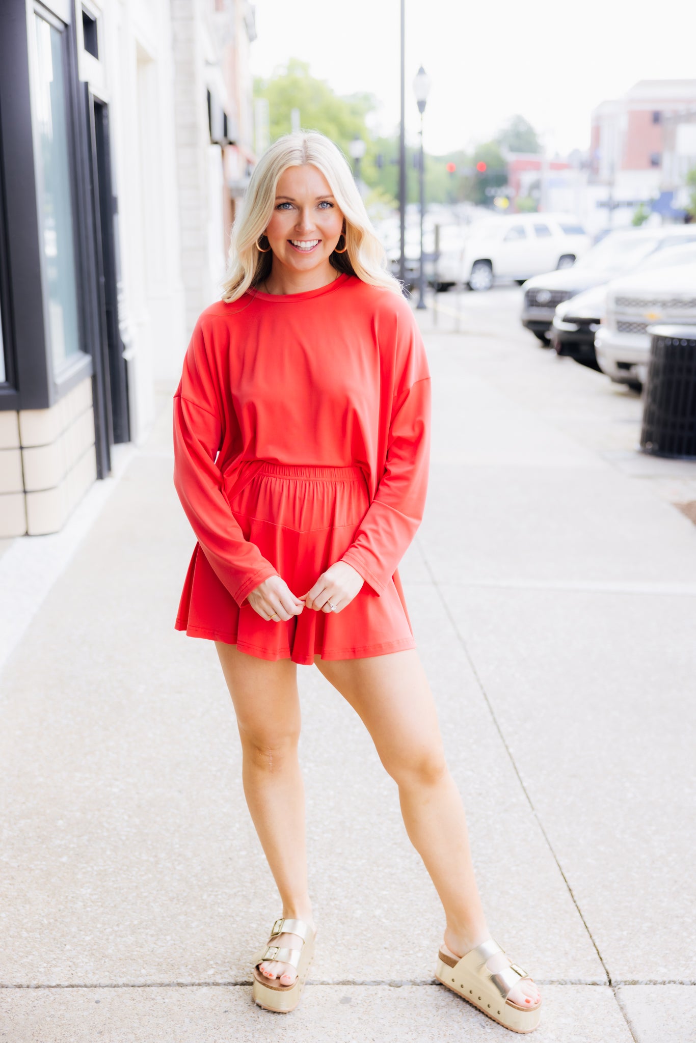 Coral Red Comfy Short Set